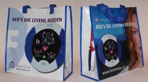 AED Tassen voor en achterkant Defibrion Premiums, merchandise, promotie, reclame
